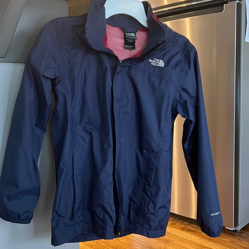 North Face Boy’s Navy Blue Rain Jacket | size 14-16 | very good used condition